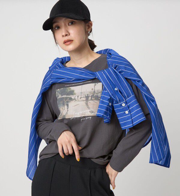 UNITED ARROWS green label relaxing「【WEB限定】＜at ease＞フォトプリント ロングスリーブ Tシャツ」|Tシャツ・カットソー|