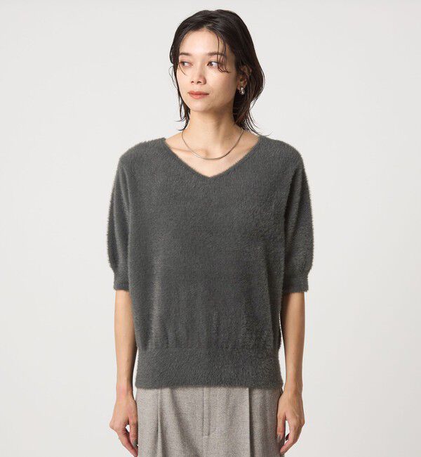 UNITED ARROWS green label relaxing「フラッフフェザー 2WAY ショートスリーブ ニット プルオーバー -ウォッシャブル-」|ニット・セーター|