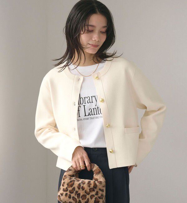 UNITED ARROWS green label relaxing「フォルム ゴールドカラーボタン ニット カーディガン ウォッシャブル」|カーディガン|