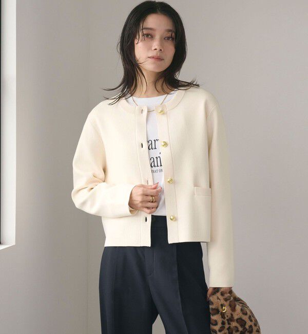 UNITED ARROWS green label relaxing「フォルム ゴールドカラーボタン ニット カーディガン ウォッシャブル」|カーディガン|