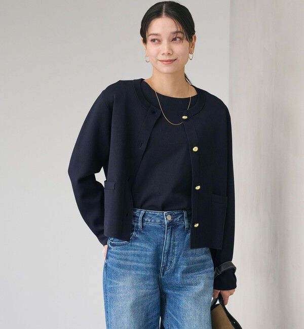 UNITED ARROWS green label relaxing「フォルム ゴールドカラーボタン ニット カーディガン ウォッシャブル」|カーディガン|