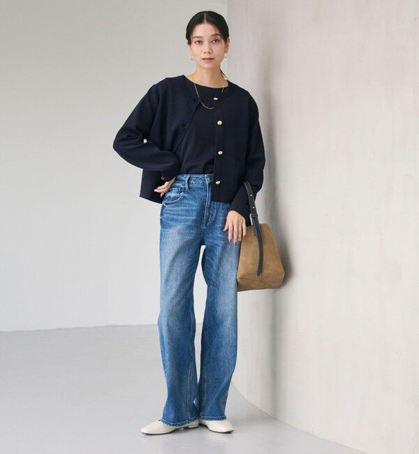 UNITED ARROWS green label relaxing「フォルム ゴールドカラーボタン ニット カーディガン ウォッシャブル」|カーディガン|