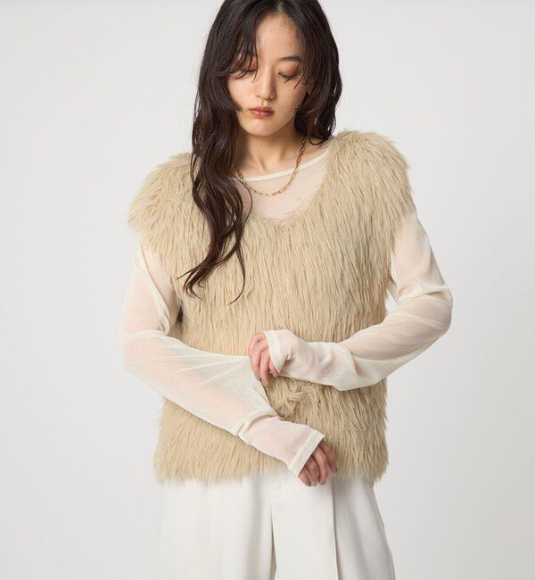 UNITED ARROWS green label relaxing「フェザー ノースリーブ プルオーバー  -ウォッシャブル-」|ベスト・ジレ|BEIGE