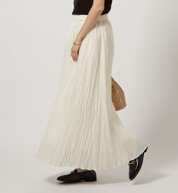 UNITED ARROWS green label relaxing「ワッシャー プリーツ スカート」|フレア|OFF WHITE