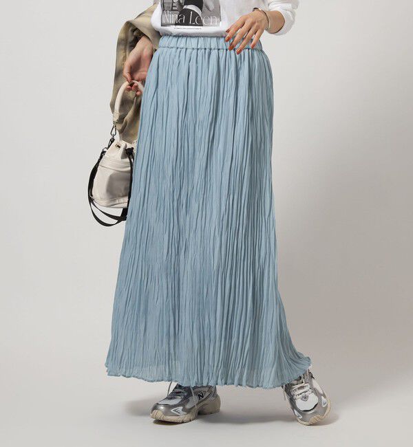 UNITED ARROWS green label relaxing「ワッシャー プリーツ スカート」|フレア|LT.BLUE