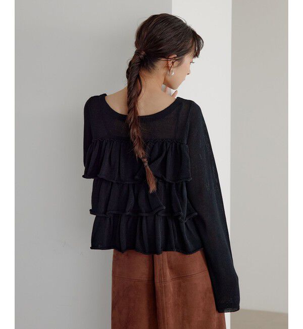 EMMEL REFINES「＜EMMEL REFINES＞EM HW ティアード フリル 2WAY ニット」|ニット・セーター|