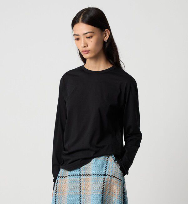EMMEL REFINES「＜EMMEL REFINES＞EM クルーネック ロングスリーブ Tシャツ」|Tシャツ・カットソー|BLACK