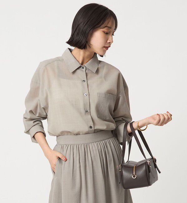 UNITED ARROWS green label relaxing「［size SHORTあり］ウール混ボイル シャツ -ウォッシャブル-」|シャツ・ブラウス|BEIGE