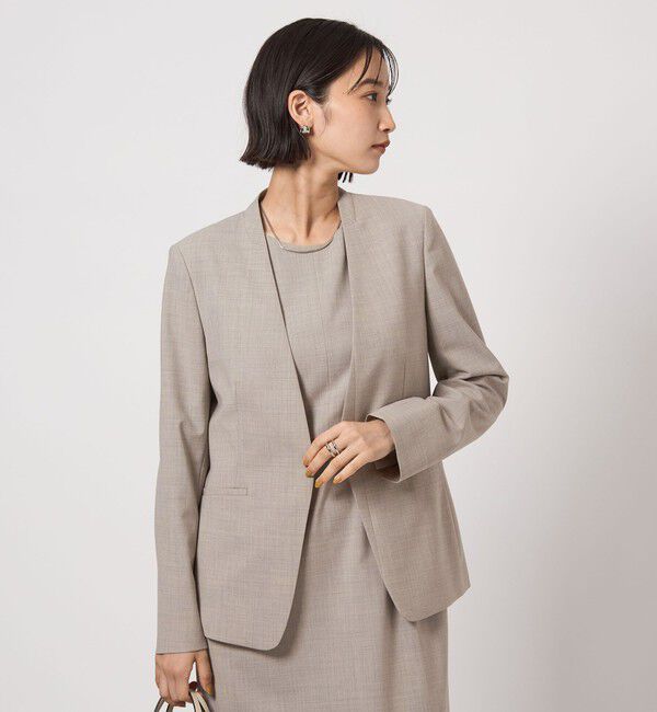 UNITED ARROWS green label relaxing「カチリラ ノーラペル ジャケット  -ウォッシャブル・ストレッチ-」|ノーカラージャケット|LT.GRAY