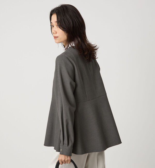 UNITED ARROWS green label relaxing「ソフトジョーゼット 襟付き ペプラム プルオーバー マシンウォッシャブル ストレッチ」|シャツ・ブラウス|