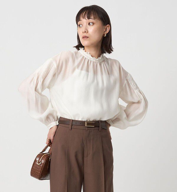 UNITED ARROWS green label relaxing「シアー 襟フリル ブラウス」|シャツ・ブラウス|OFF WHITE
