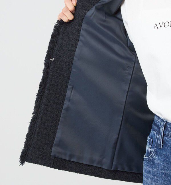 UNITED ARROWS green label relaxing「ミックスツイードライク ポケット ノーカラー ジャケット」|ノーカラージャケット|