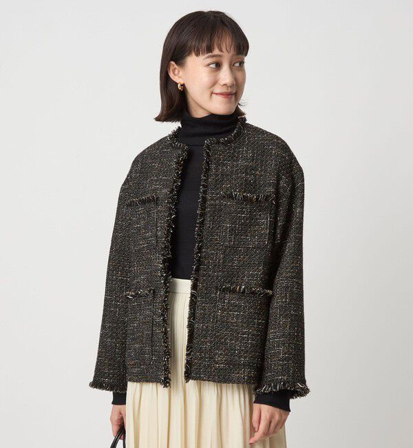 UNITED ARROWS green label relaxing「ミックスツイードライク ポケット ノーカラー ジャケット」|ノーカラージャケット|その他1