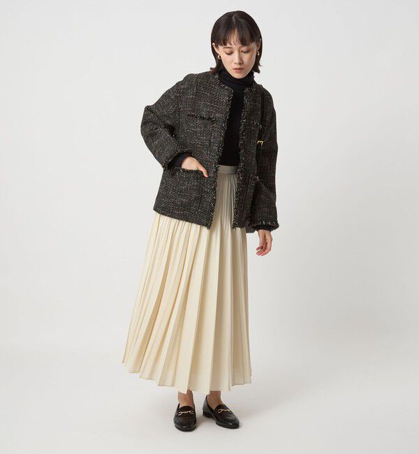 UNITED ARROWS green label relaxing「ミックスツイードライク ポケット ノーカラー ジャケット」|ノーカラージャケット|