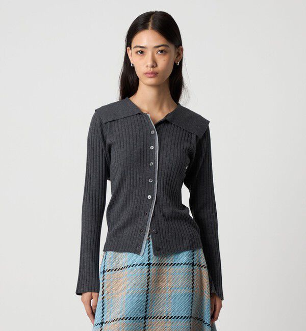 EMMEL REFINES「＜EMMEL REFINES＞EM レイヤーリブ ボタン ニット」|ニット・セーター|