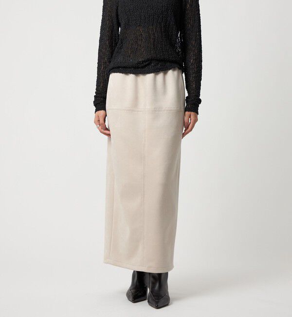 EMMEL REFINES「＜EMMEL REFINES＞EM スウェードライク ステッチ Iラインスカート」|スカート|NATURAL