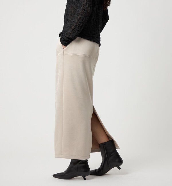 EMMEL REFINES「＜EMMEL REFINES＞EM スウェードライク ステッチ Iラインスカート」|スカート|