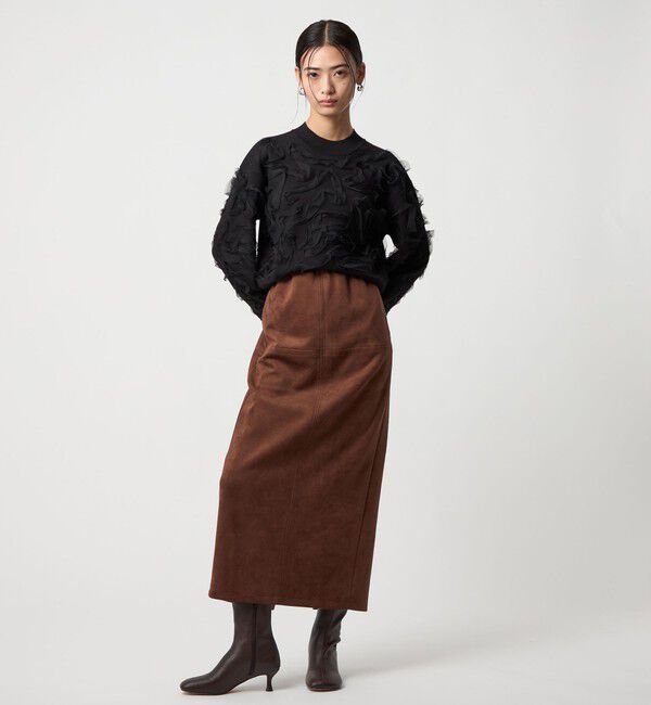 EMMEL REFINES「＜EMMEL REFINES＞EM スウェードライク ステッチ Iラインスカート」|スカート|