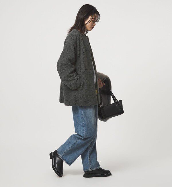 UNITED ARROWS green label relaxing「［size SHORTあり］ボア ノーカラー ブルゾン」|ブルゾン・スタジャン|