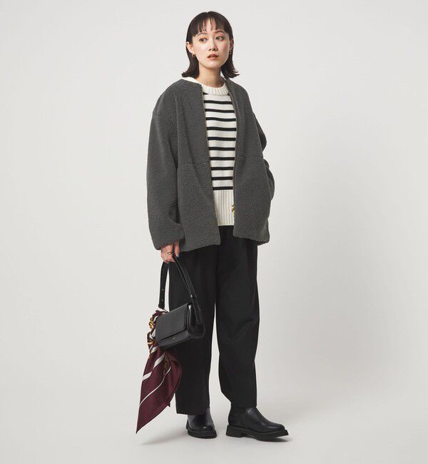 UNITED ARROWS green label relaxing「［size SHORTあり］ボア ノーカラー ブルゾン」|ブルゾン・スタジャン|