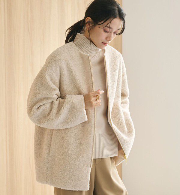 UNITED ARROWS green label relaxing「［size SHORTあり］ボア ノーカラー ブルゾン」|ブルゾン・スタジャン|