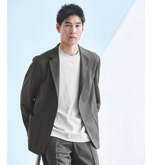 UNITED ARROWS green label relaxing「ポリエステル トリコット リラックス ジャケット」|テーラードジャケット|DK.GRAY