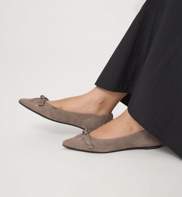 UNITED ARROWS green label relaxing「ポインテッド タックリボン フラットシューズ 撥水 」|パンプス|