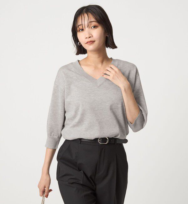 UNITED ARROWS green label relaxing「ブライトフォルム Vネック ニット プルオーバー」|ニット・セーター|