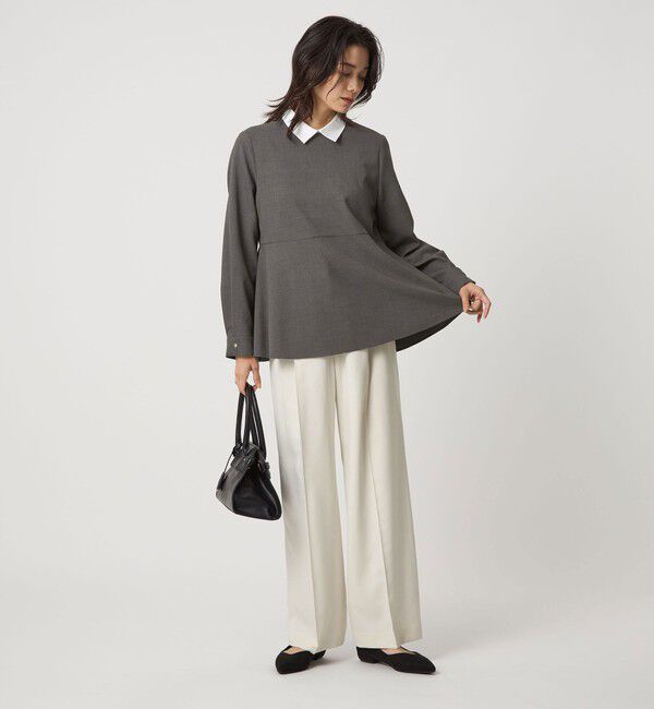 UNITED ARROWS green label relaxing「［size SHORT/TALLあり］キチントボトムス カバー ワイド パンツ オフホワイト」|スラックス|