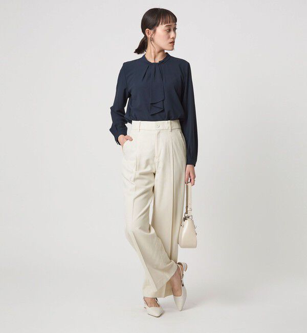 UNITED ARROWS green label relaxing「［size SHORT/TALLあり］キチントボトムス カバー ワイド パンツ オフホワイト」|スラックス|