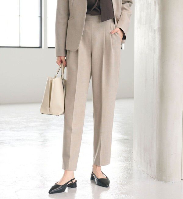 UNITED ARROWS green label relaxing「［size SHORT/TALLあり］ダブルクロス テーパード パンツ ウォッシャブル ストレッチ」|スラックス|BEIGE