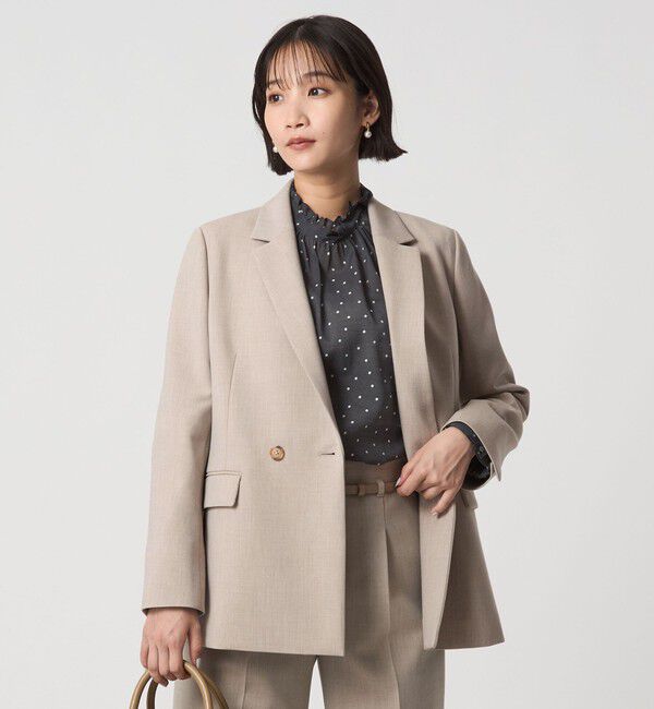 UNITED ARROWS green label relaxing「ダブルクロス ダブル ジャケット ウォッシャブル ストレッチ」|テーラードジャケット|BEIGE