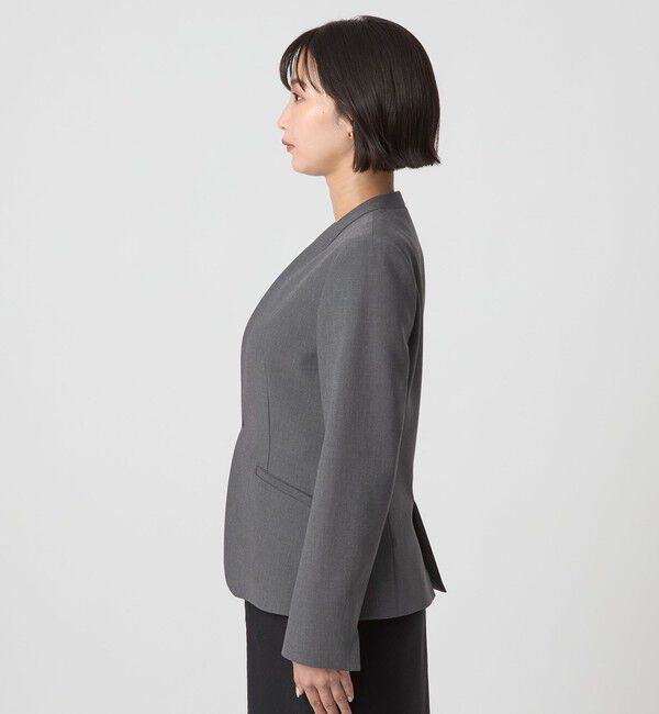 UNITED ARROWS green label relaxing「ダブルクロス ノーラペル ジャケット ウォッシャブル ストレッチ」|ノーカラージャケット|