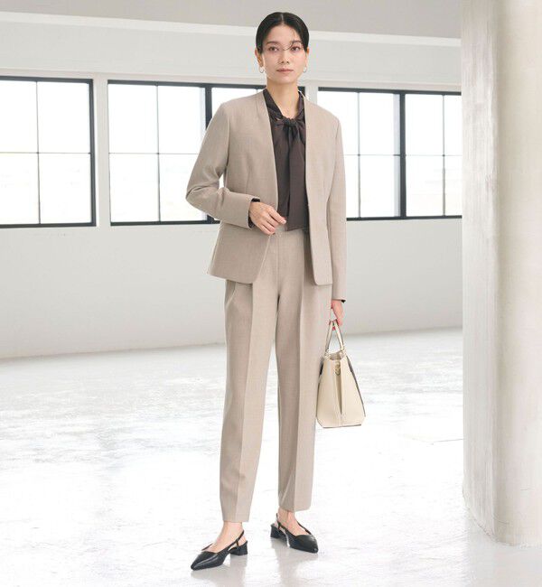 UNITED ARROWS green label relaxing「ダブルクロス ノーラペル ジャケット ウォッシャブル ストレッチ」|ノーカラージャケット|