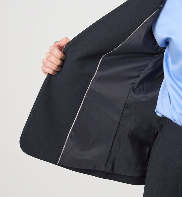 UNITED ARROWS green label relaxing「ダブルクロス ノーラペル ジャケット ウォッシャブル ストレッチ」|ノーカラージャケット|