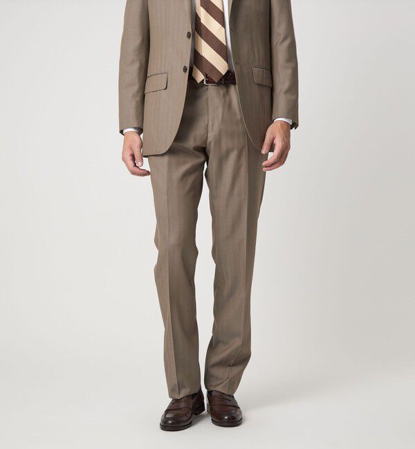 UNITED ARROWS green label relaxing「DRAGO ミニヘリンボーン CLS ノープリーツ スーツパンツ」|スーツ|BEIGE