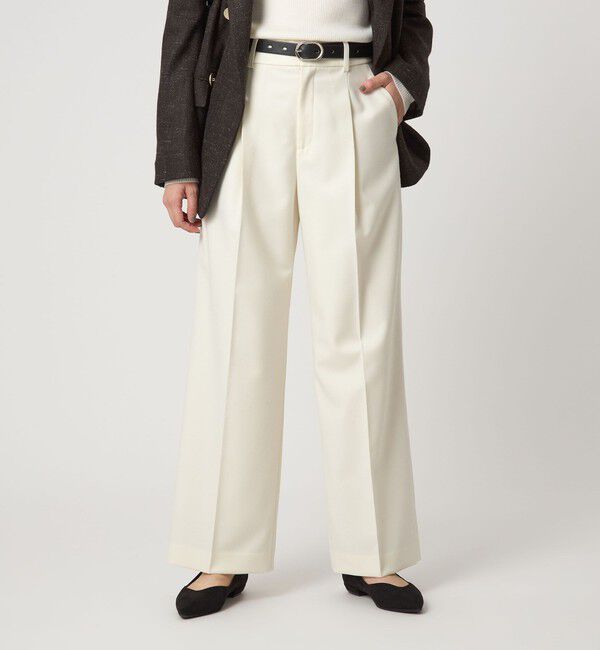 UNITED ARROWS green label relaxing「［size SHORT/TALLあり］キチントボトムス サキソニー ワイド パンツ」|スラックス|