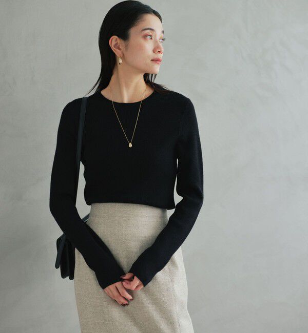 UNITED ARROWS green label relaxing「ウール リブ クルーネック ニット プルオーバー ウォッシャブル」|ニット・セーター|