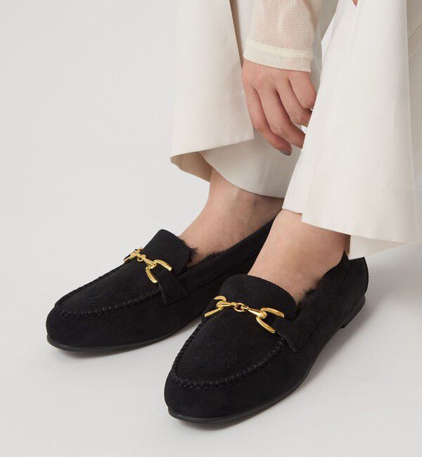 UNITED ARROWS green label relaxing「ウォームビット モカシン シューズ 撥水」|モカシン|BLACK