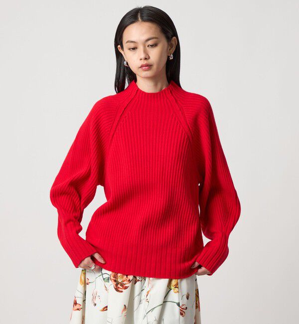 EMMEL REFINES「＜EMMEL REFINES＞EM リブ ボトルネック ニットプルオーバー」|ニット・セーター|RED