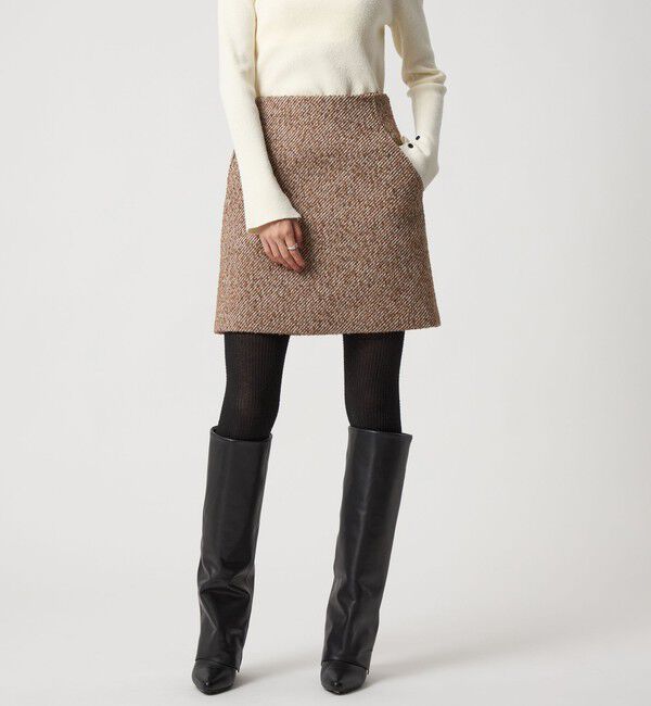 EMMEL REFINES「＜EMMEL REFINES＞EM ツィードライク ボンディング ミニスカート」|スカート|MD.BROWN