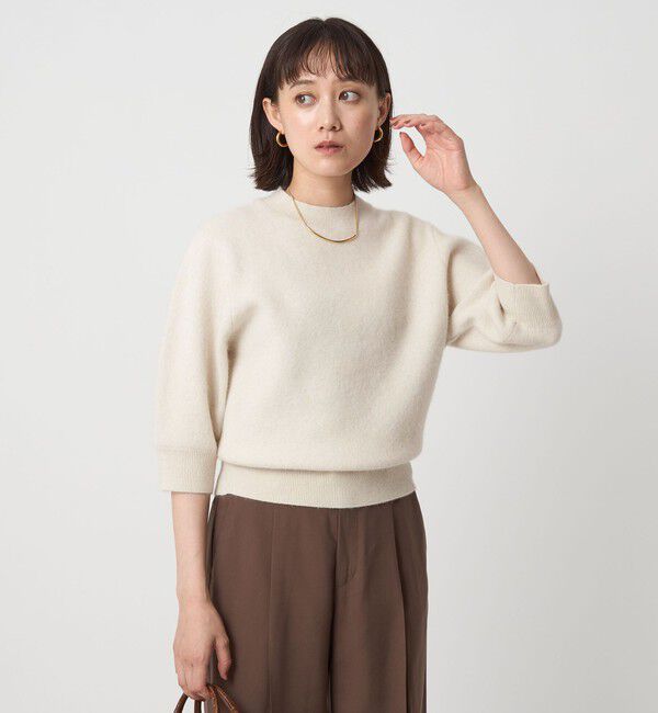 UNITED ARROWS green label relaxing「FOXブレンド ハーフスリーブ プルオーバー ニット」|ニット・セーター|OFF WHITE