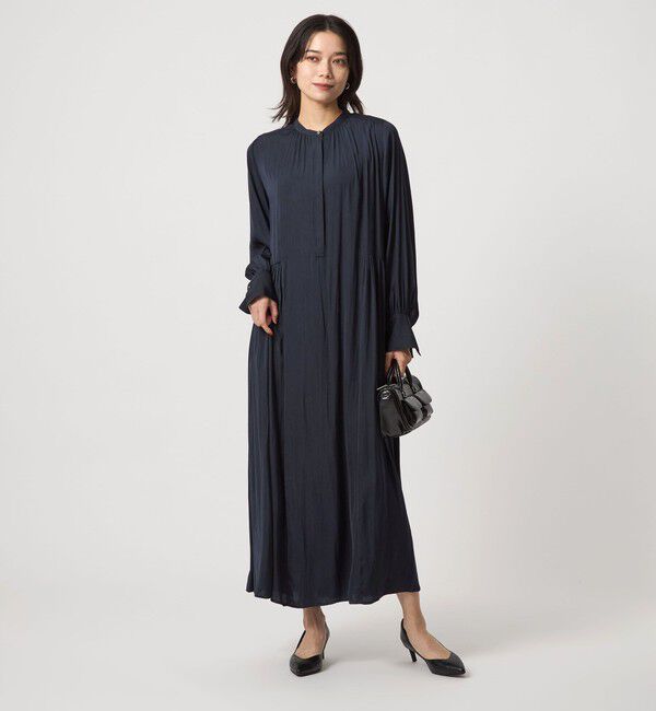 UNITED ARROWS green label relaxing「キリカエ ギャザー ワンピース 3」|ドレス|NAVY