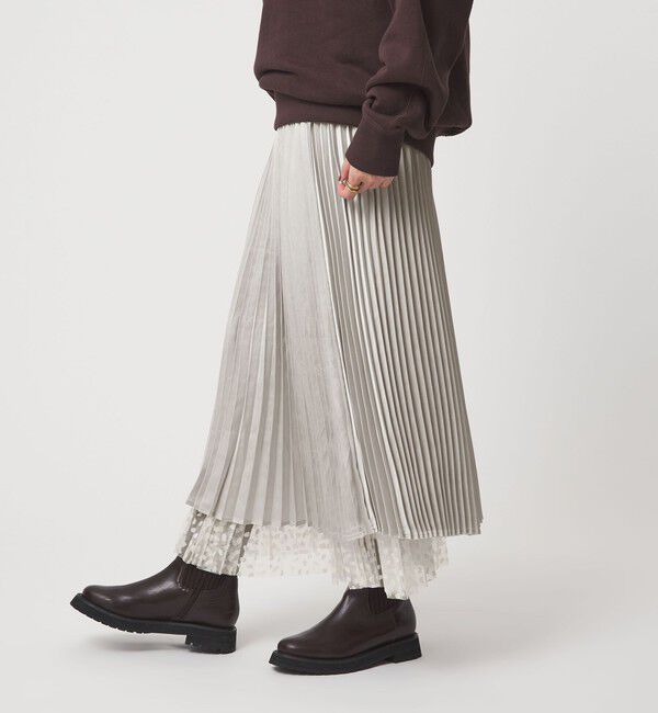 UNITED ARROWS green label relaxing「［size SHORT/TALLあり］2WAY チュール プリント プリーツ スカート」|フレア|