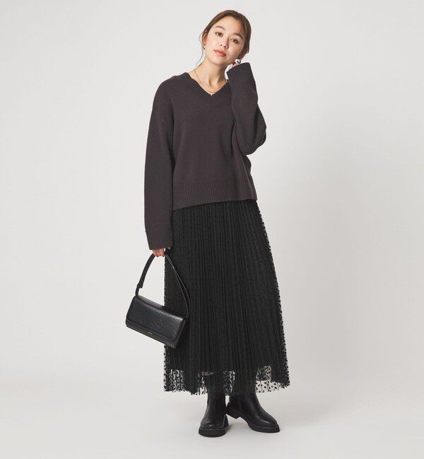 UNITED ARROWS green label relaxing「［size SHORT/TALLあり］2WAY チュール プリント プリーツ スカート」|フレア|