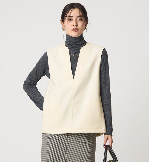 UNITED ARROWS green label relaxing「アッシュクジャージー Vネック ベスト ウォッシャブル」|ベスト・ジレ|OFF WHITE
