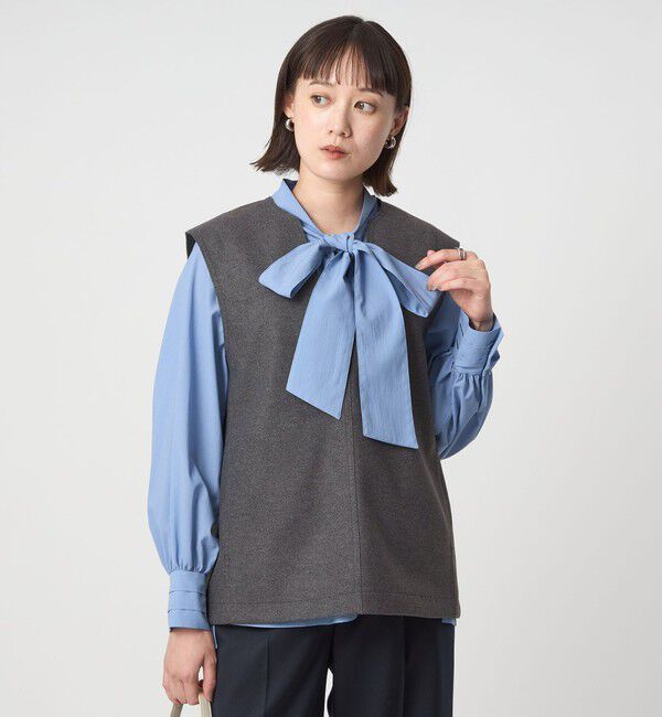 UNITED ARROWS green label relaxing「アッシュクジャージー Vネック ベスト ウォッシャブル」|ベスト・ジレ|MD.GRAY