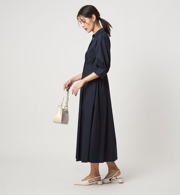 UNITED ARROWS green label relaxing「シャツ襟 フィット＆フレア タックスリーブ ワンピース」|ワンピース|