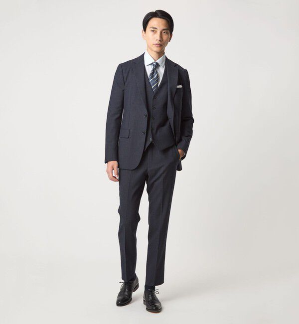 UNITED ARROWS green label relaxing「A+ TWPU バーズアイ スリム アジャスター スラックス -ウォッシャブル・ストレッチ-」|スラックス|