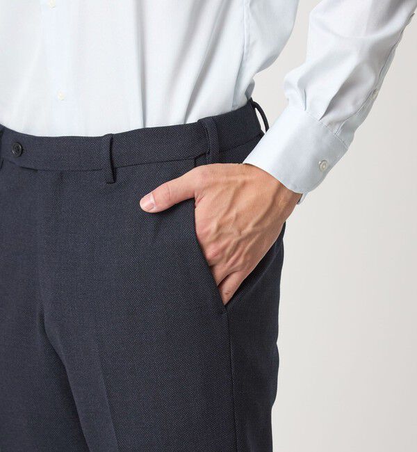 UNITED ARROWS green label relaxing「A+ TWPU バーズアイ スリム アジャスター スラックス -ウォッシャブル・ストレッチ-」|スラックス|